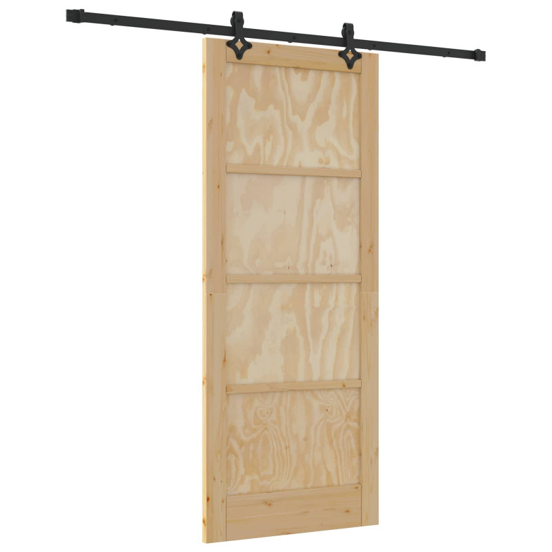 Drzwi przesuwne Naturalny i czarny 83 x 202 cm