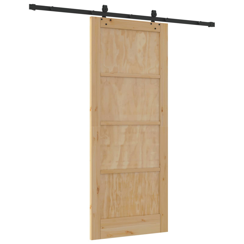 Drzwi przesuwne Naturalny i czarny 83 x 202 cm