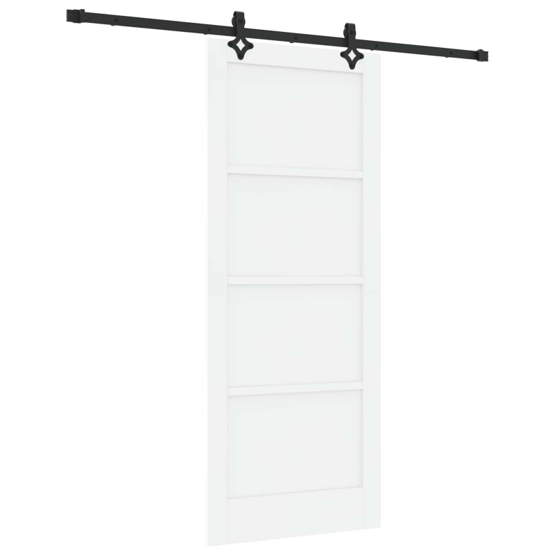 Drzwi przesuwne biały i czarny 83 x 202 cm Lite drewno sosnowe