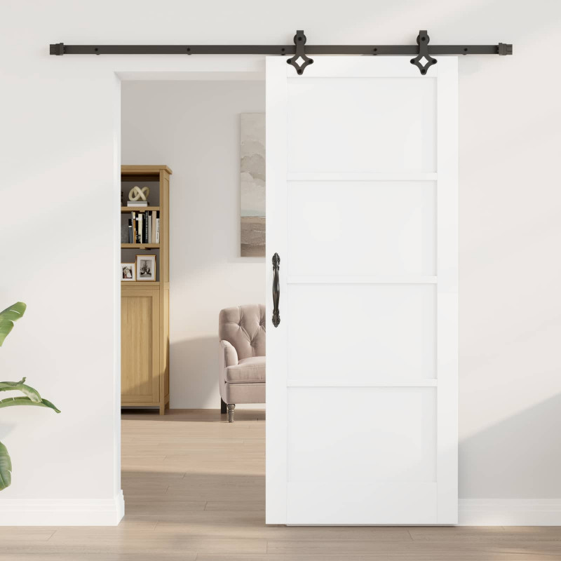 Drzwi przesuwne biały i czarny 83 x 202 cm Lite drewno sosnowe