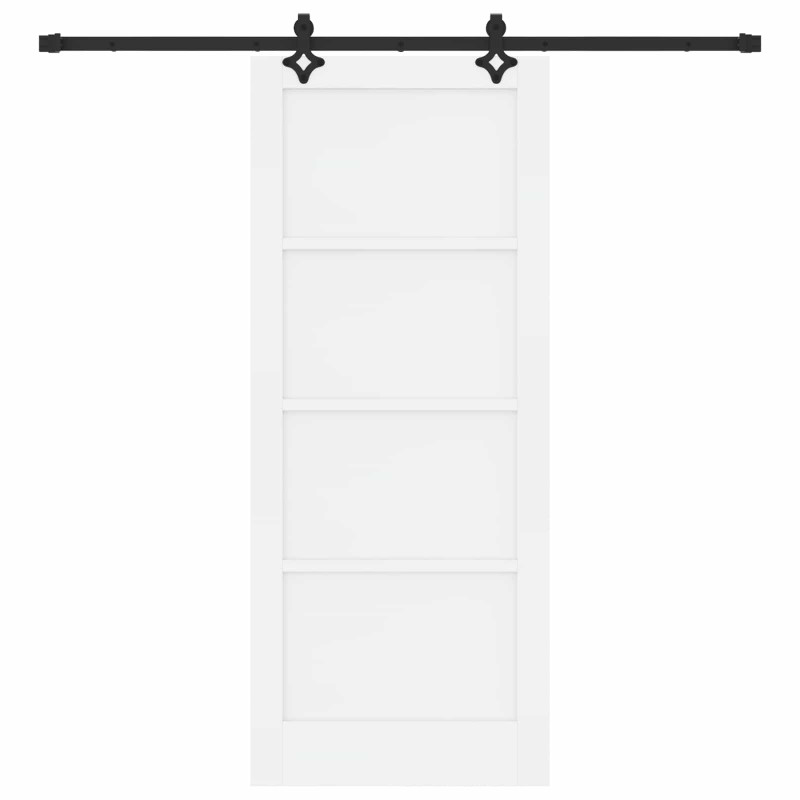 Drzwi przesuwne biały i czarny 83 x 202 cm Lite drewno sosnowe
