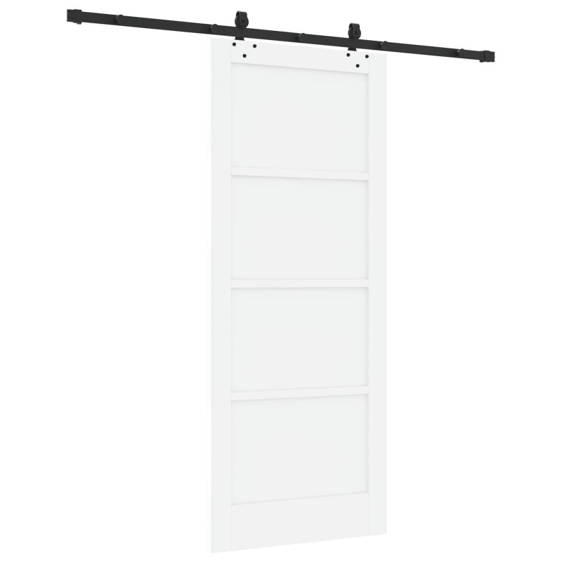 Drzwi przesuwne biały i czarny 83 x 202 cm Lite drewno sosnowe