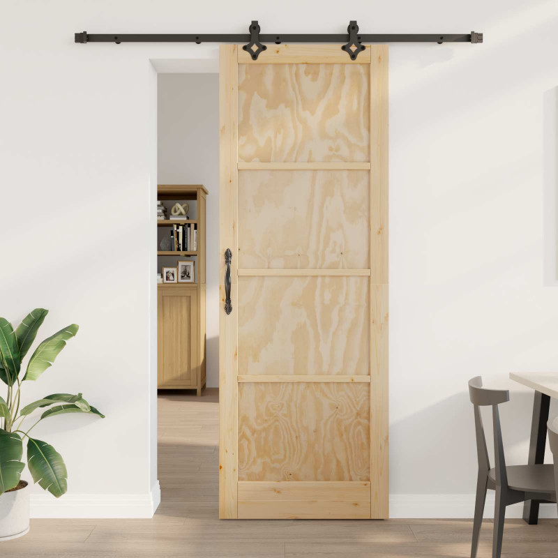 Drzwi przesuwne Naturalny i czarny 83 x 232 cm