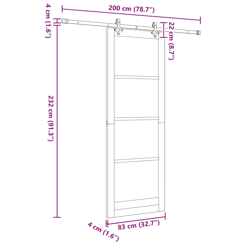 Drzwi przesuwne Naturalny i czarny 83 x 232 cm