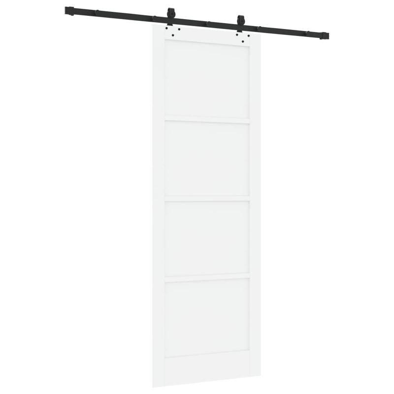 Drzwi przesuwne biały i czarny 83 x 232 cm Lite drewno sosnowe