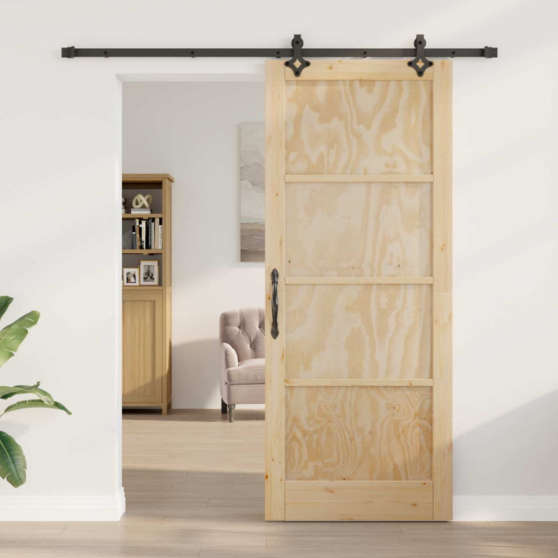 Drzwi przesuwne Naturalny i czarny 86 x 211 cm