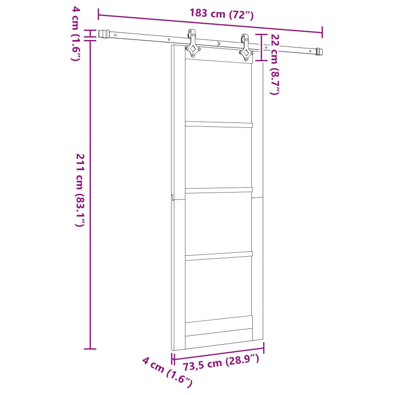 Drzwi przesuwne Naturalne i białe 73,5 x 211 cm