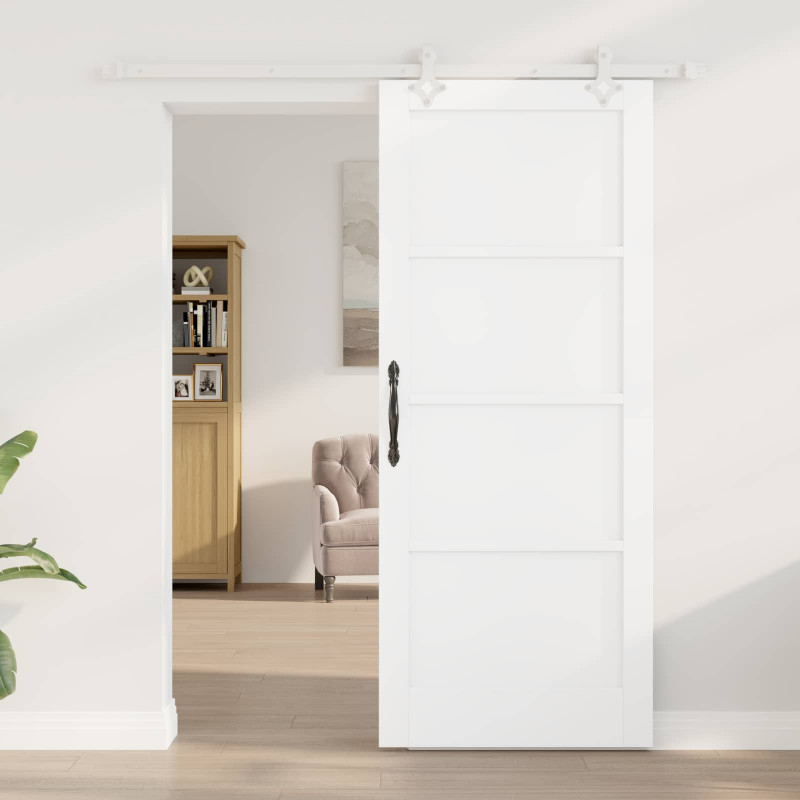Drzwi przesuwne Biały 83 x 202 cm Lite drewno sosnowe