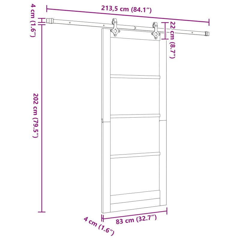 Drzwi przesuwne ORKDAL Biały 83 x 202 cm Lite drewno sosnowe