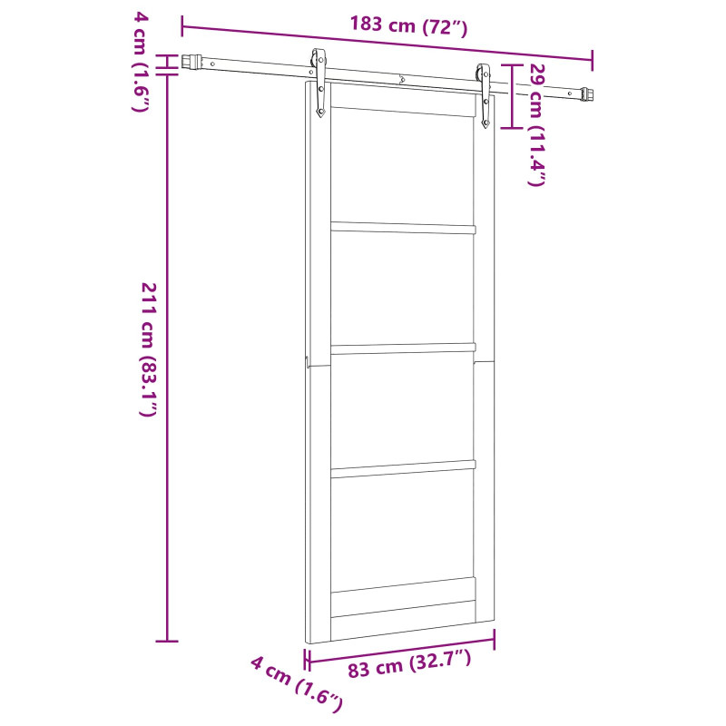 Drzwi przesuwne ORKDAL Naturalny i czarny 83 x 211 cm