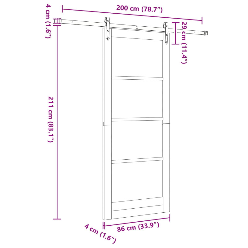 Drzwi przesuwne ORKDAL Naturalne i białe 86 x 211 cm