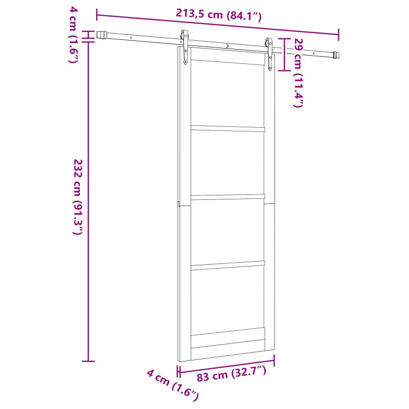 Drzwi przesuwne ORKDAL Biały 83 x 232 cm Lite drewno sosnowe