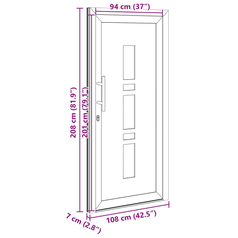 Drzwi Frontowe antracytowy 108 x 208 cm PVC