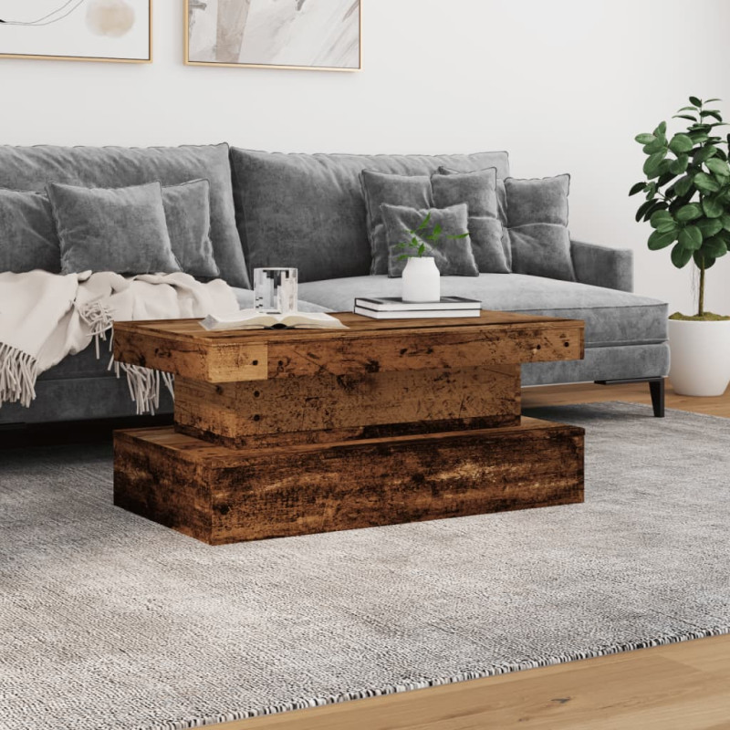 Stolik kawowy z oświetleniem LED, stare drewno, 90x50x40 cm