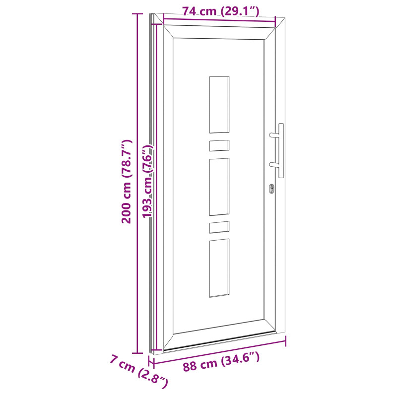 Drzwi Frontowe antracytowy 88 x 200 cm PVC