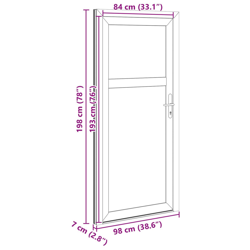Drzwi Wejściowe Boczne antracytowy 98 x 198 cm PVC