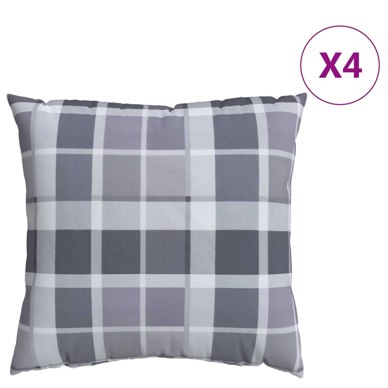 Poduszka na zewnątrz 4 pcs Szary w krate 40 x 40 cm tkanina