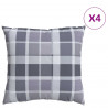 Poduszka na zewnątrz 4 pcs Szary w krate 40 x 40 cm tkanina