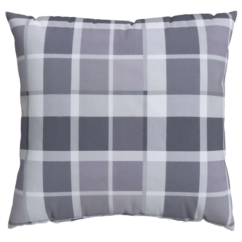 Poduszka na zewnątrz 4 pcs Szary w krate 40 x 40 cm tkanina