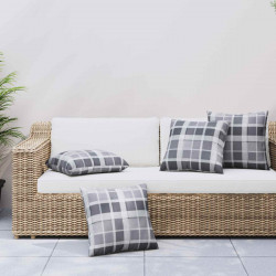 Poduszka na zewnątrz 4 pcs Szary w krate 50 x 50 cm tkanina
