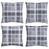 Poduszka na zewnątrz 4 pcs Szary w krate 60 x 60 cm tkanina
