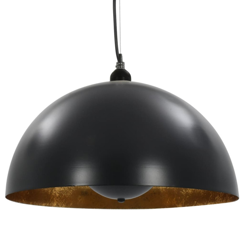 Lampy sufitowe, 2 szt., czarno-złote, półkoliste, 40 cm, E27