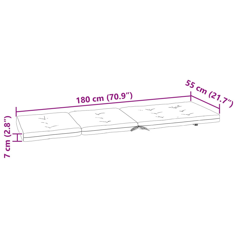 Poduszka na zewnątrz 2 pcs Granatowy 180 x 55 x 7 cm tkanina