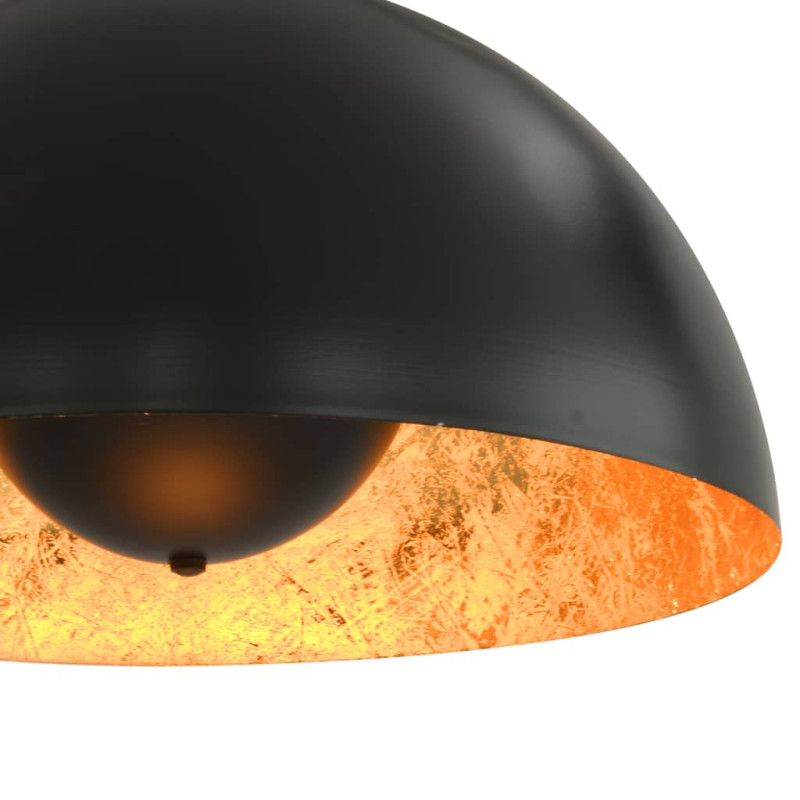 Lampy sufitowe, 2 szt., czarno-złote, półkoliste, 40 cm, E27