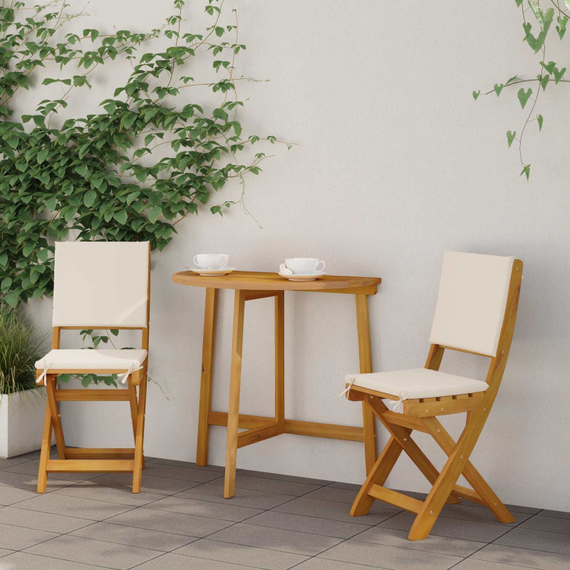 Krzesła Bistro na Zewnątrz 2 pcs kremowobiały 38 x 46 x 85 cm