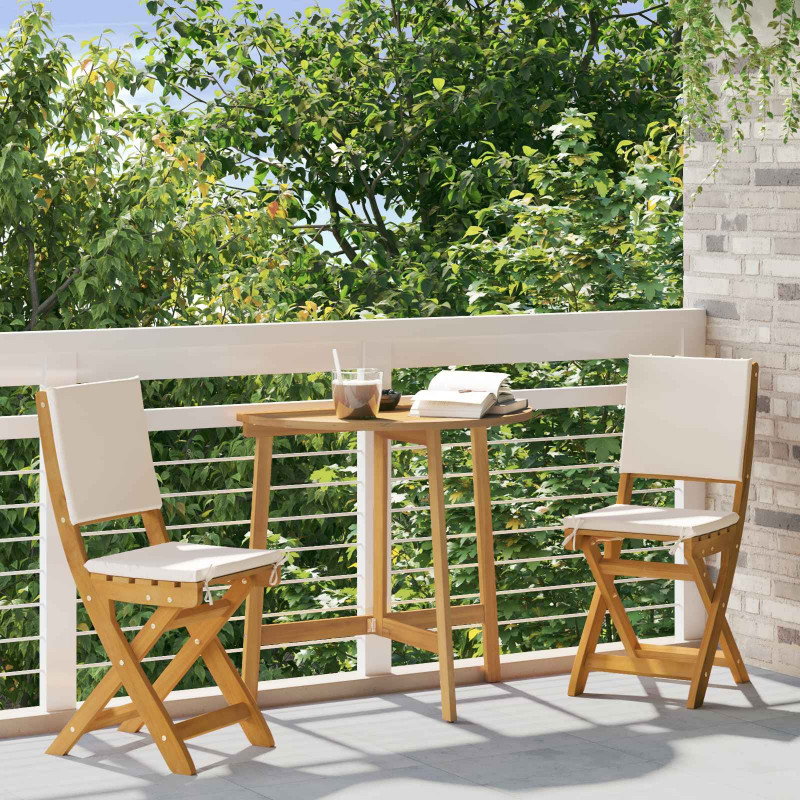 Krzesła Bistro na Zewnątrz 2 pcs kremowobiały 38 x 46 x 85 cm