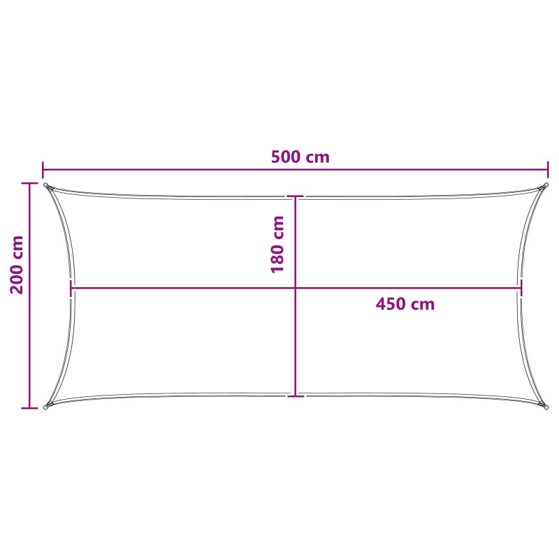 Żagiel przeciwsłoneczny Antracytowy i biały 2 x 5 m HDPE
