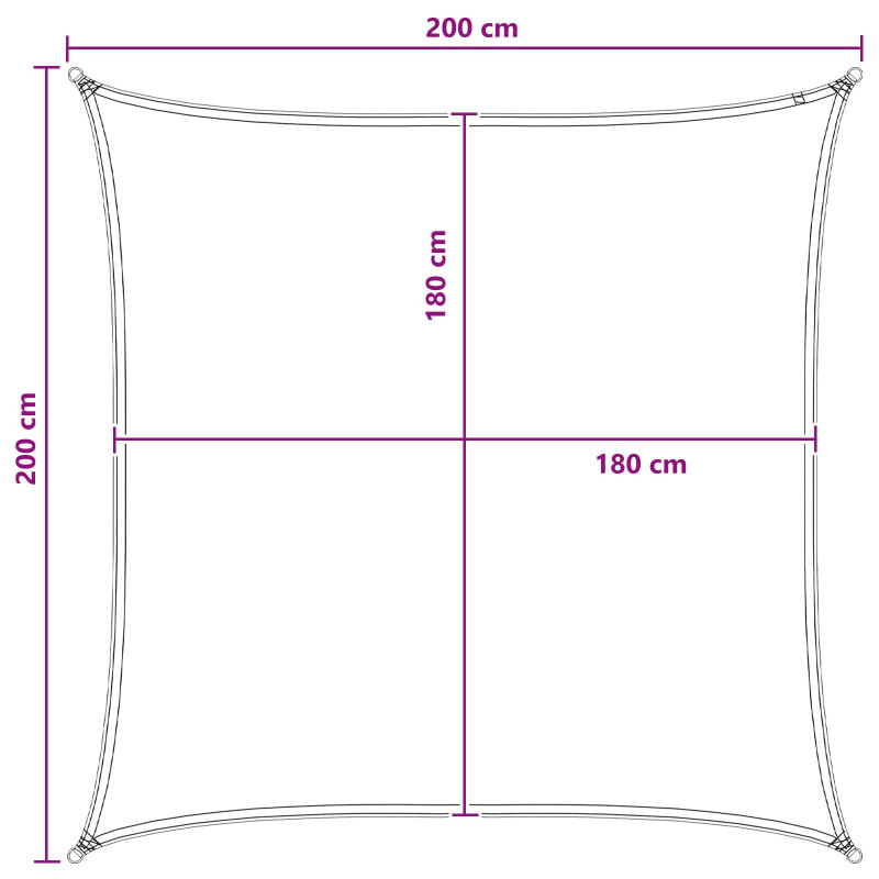 Żagiel przeciwsłoneczny Żółty i Biały 2 x 2 m HDPE