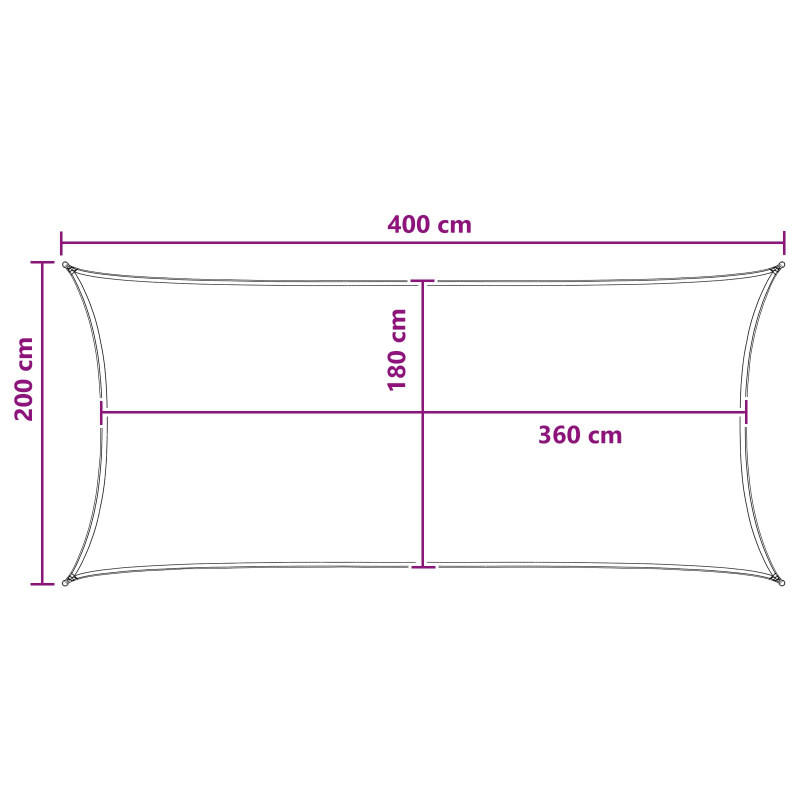 Żagiel przeciwsłoneczny Żółty i Biały 2 x 4 m HDPE