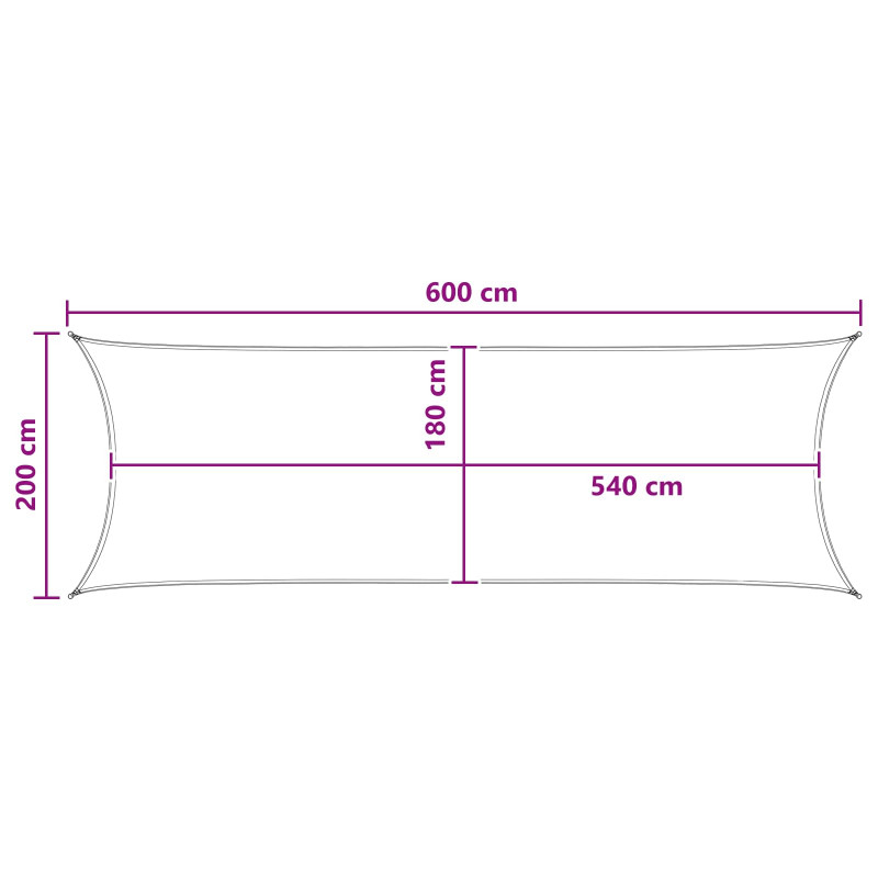 Żagiel przeciwsłoneczny Żółty i Biały 2 x 6 m HDPE