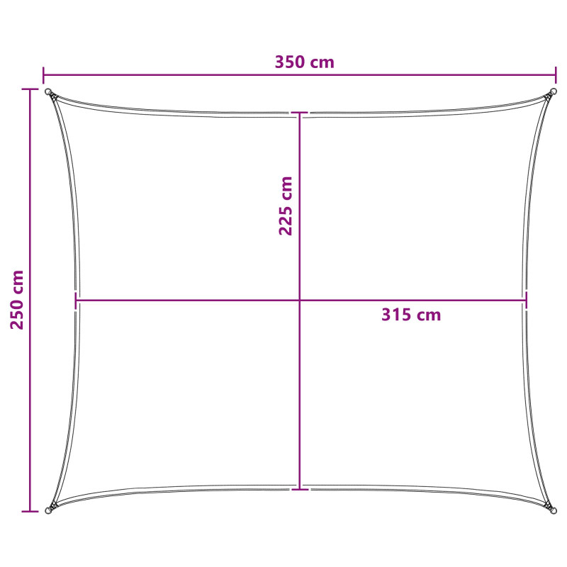 Żagiel przeciwsłoneczny Żółty i Biały 2,5 x 3,5 m HDPE