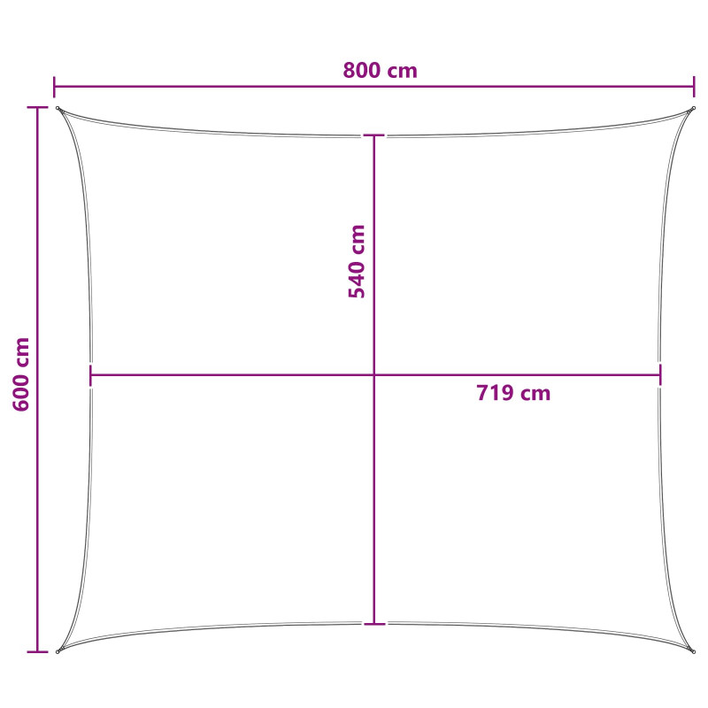 Żagiel przeciwsłoneczny Żółty i Biały 6 x 8 m HDPE