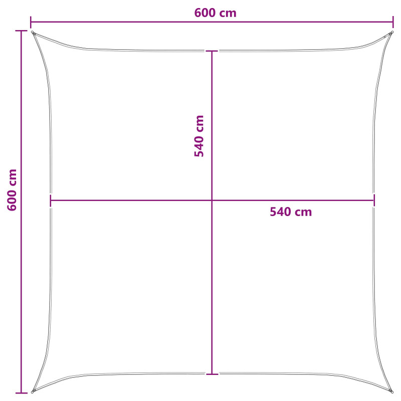 Żagiel przeciwsłoneczny Jasnoszary i biały. 6 x 6 m HDPE