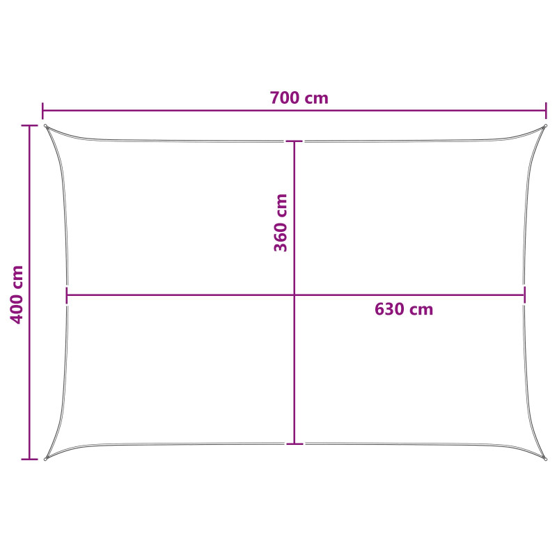 Żagiel przeciwsłoneczny Jasnoszary i biały. 4 x 7 m HDPE