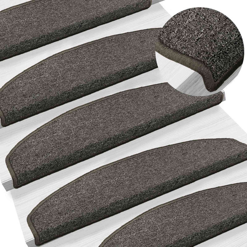 Samoprzylepne maty na schody Półokrąg 15 pcs ciemnoszary