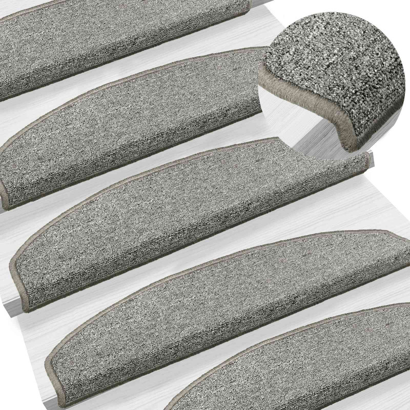 Samoprzylepne maty na schody Półokrąg 15 pcs jasnoszary