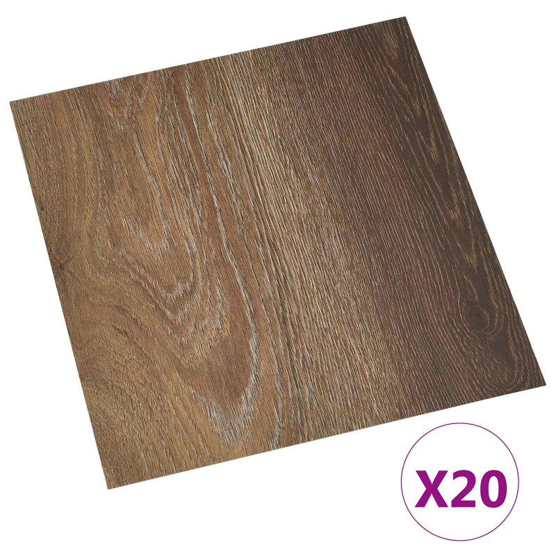 Samoprzylepne Deski Podłogowe 30,5 x 30,5 cm 20 pcs PVC brązowy