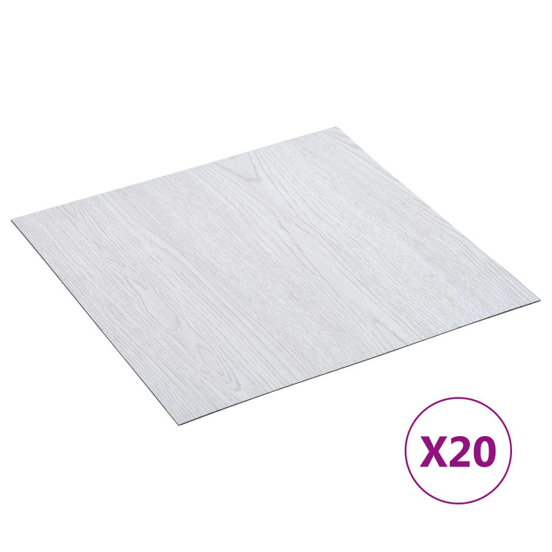 Samoprzylepne Deski Podłogowe 30,5 x 30,5 cm 20 pcs PVC Biały