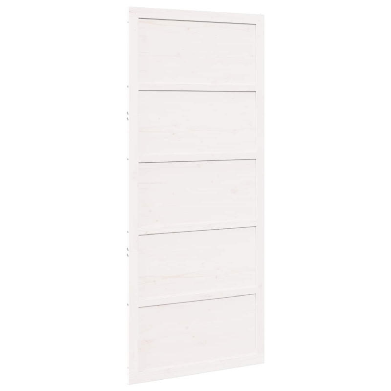 Drzwi do stodoły Biały 100 x 2,5 x 208 cm Lite drewno sosnowe