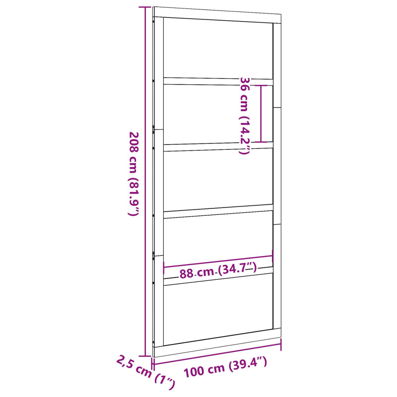 Drzwi do stodoły Biały 100 x 2,5 x 208 cm Lite drewno sosnowe