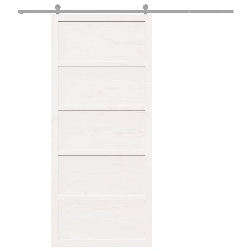 Drzwi do stodoły Biały 90 x 2,5 x 208 cm Lite drewno sosnowe