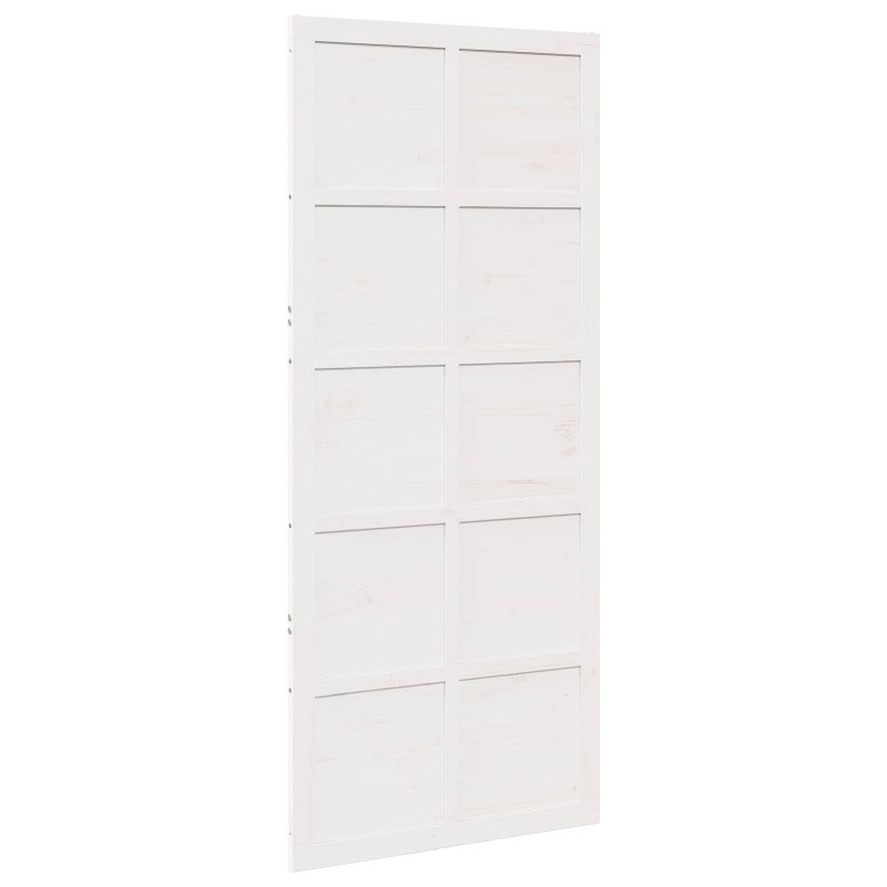 Drzwi do stodoły Biały 100 x 2,5 x 208 cm Lite drewno sosnowe
