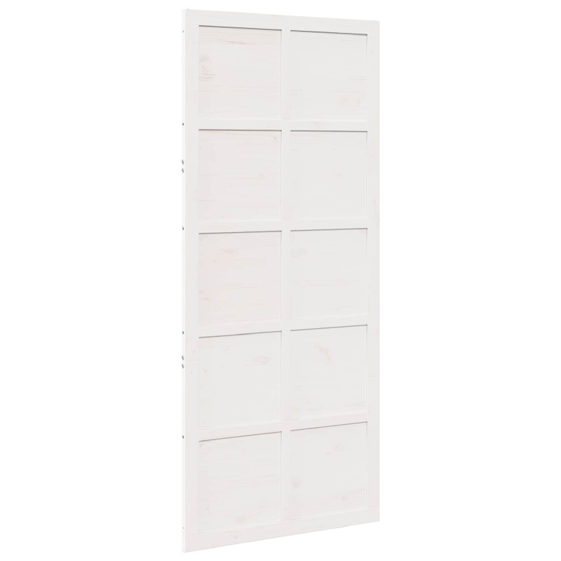 Drzwi do stodoły Biały 100 x 2,5 x 208 cm Lite drewno sosnowe