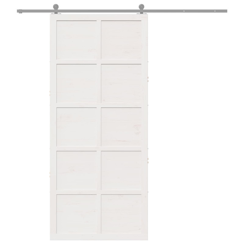 Drzwi do stodoły Biały 80 x 2,5 x 208 cm Lite drewno sosnowe