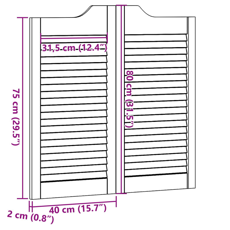Drzwi wahadłowe 2 pcs Biały Lite drewno sosnowe