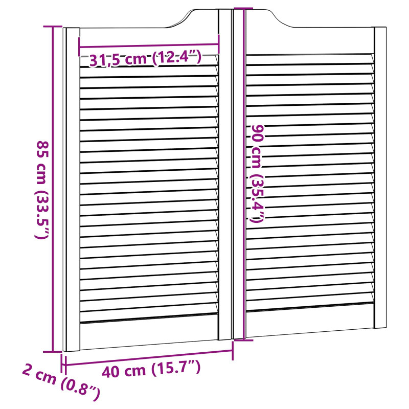 Drzwi wahadłowe 2 pcs Biały Lite drewno sosnowe